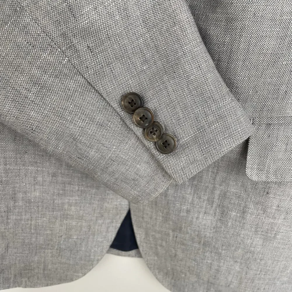 Baird Mcnutt 100% Irish Linen Sport Coat Blazer Mens 40R Gray Lucky Brand Jacket